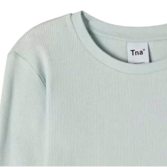 TNA Long Sleeve Ribbed Crop Top Plein Air Mint 1X NWT - Picture 6 of 7
